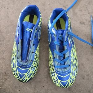 Kids Blue & Neon Green Soccer Cleats